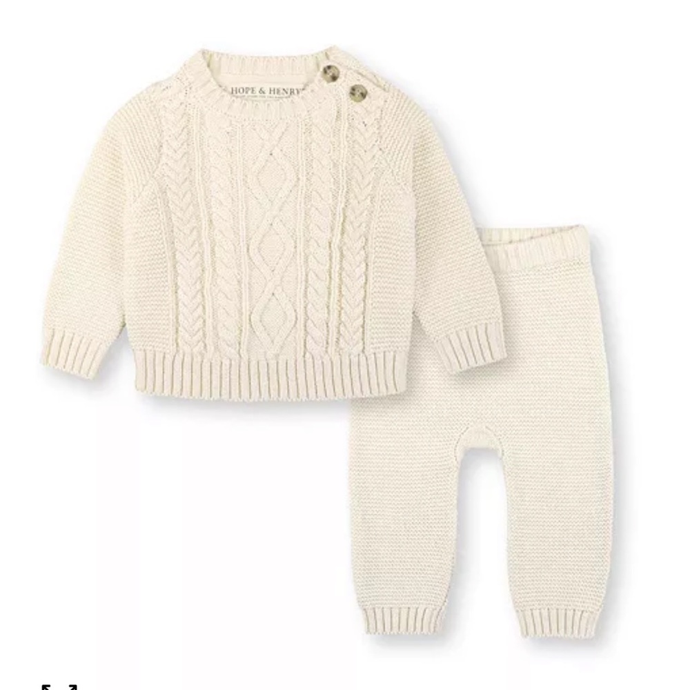 HOPE & HENRY
Baby Boys Layette Baby Long Sleeve Cable Sweater and Legging Set